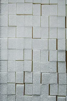 Unhealthy Meal Options Drucke: Stack of white sugar cubes food concept
