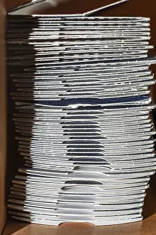 Bright Studio Background Drucke: Stacked cardboard boxes