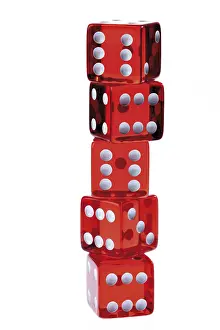 Chance And Luck Concept Drucke: Stacked red dice