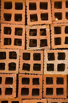 UNESCO World Heritage Site Vietnam Drucke: Stacks of bricks on the construction site.Vietnam