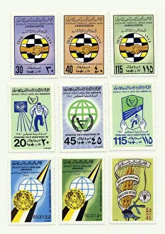 Colorful Studio Photography Drucke: Stamps from Libya, 1981