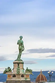Florence Italy Tourism Drucke: Statue of David in Piazza Michelangelo