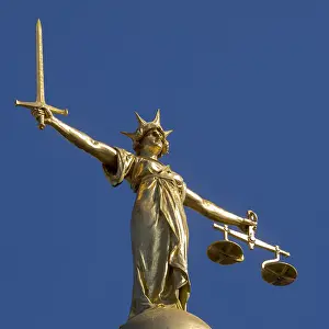 Central Criminal Court London Drucke: Statue of Justitia at Old Bailey