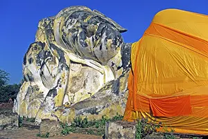 Ayutthaya Thailand Tourism Drucke: Statue of the reclining Buddha