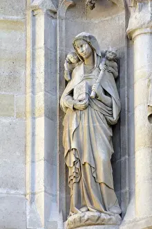 Flamboyant Gothic Architecture Drucke: Statue of Saint, Saint-Jacques Tower
