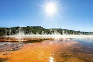 US American Natural Preserve Drucke: Steaming hot spring with sun star