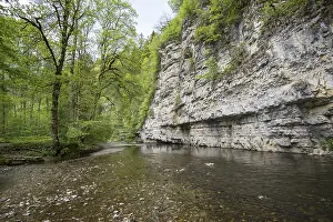 Waterfall In The Black Forest Drucke: Steep cliffs and river, Wutach Gorge