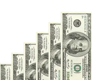 White Background Currency Drucke: Steps made of dollars on white background