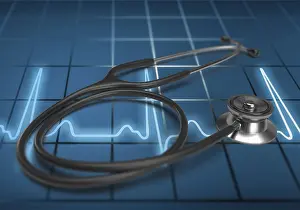 Medical Diagnostic Tools Drucke: Stethoscope on ECG