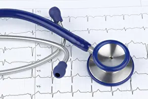 Medical Diagnostic Tools Drucke: Stethoscope and electrocardiogram
