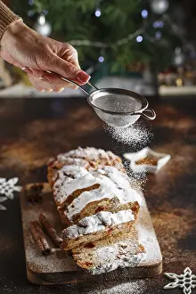 Traditional German Baking Drucke: Stollen is fruit bread of nuts