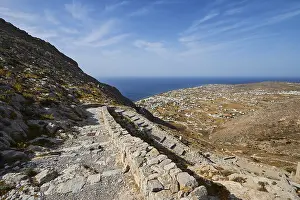Ancient Thera Ruins Drucke: Stone steps, view down to Perissa