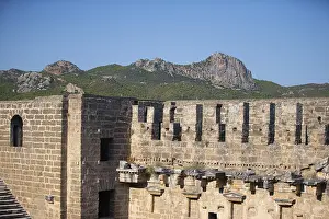 Stone Wall Architecture Drucke: Part of the stone wall of the ancient amphitheater with architectural elements