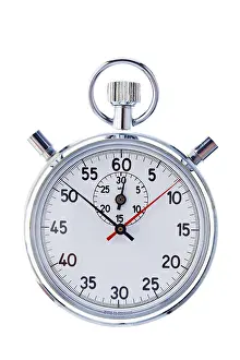 Plain Background Photo Drucke: A stopwatch in front of a white background
