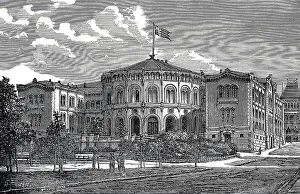 Historic Engraving Drucke: Storting, Parliament of Norway