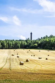 Scottish Farmland Drucke: Straw bales in the Scottish fields