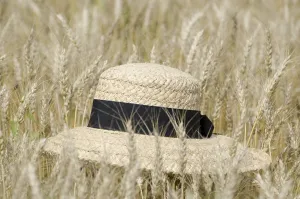 Farming Landscape Photography Drucke: Straw Hat on the Wheat Field