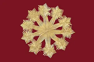 Traditional Christmas Decorations Drucke: Straw star on red underground