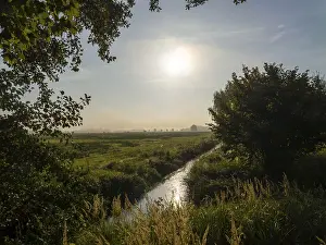 Eastern Germany Landscape Drucke: Stream running through meadows and floodplain