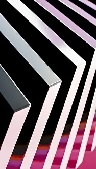 Reflective Surface Design Drucke: A striking 3D render showcasing an abstract composition of metallic