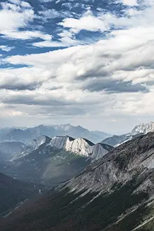 High Angle View Of Mountains Drucke: Striking mountain range, dramatic mood