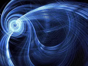 Fractal Background Drucke: Striped technology, hi-tech or sci-fi background - abstract computer-generated image