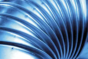 Blue Background Studio Photography Drucke: Structure of a blue pipe