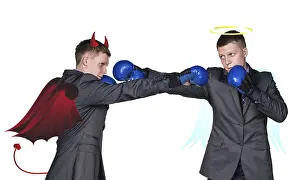 White Background Isolated Image Drucke: There is a struggle between good and evil