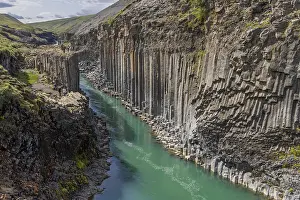 Icelandic Volcanic Landscape Drucke: Studlagil Canyon, basalt columns