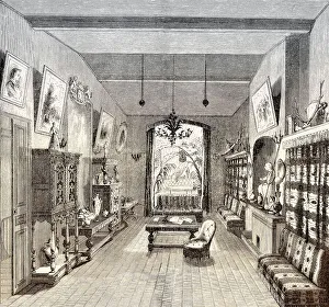 Historical Illustration Of A Man Drucke: The study of Alexandre Dumas the Elder