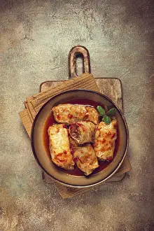 Minced Meat Rolls Drucke: Stuffed cabbage rolls with minced meat