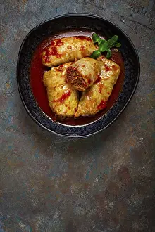 Minced Meat Rolls Drucke: Stuffed cabbage rolls with minced meat