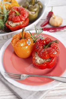 Vegetarian Meal Drucke: Stuffed peppers with rice