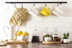 Modern Kitchen Background Drucke: Stylish kitchen background part of a modern kitchen