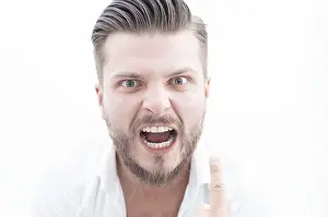 Business Success Concept Drucke: Stylish man with a crazy look is looking at the camera