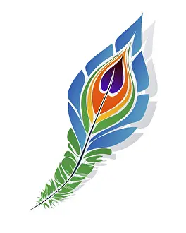 White Background Decoration Drucke: Stylized peacock feather over white background
