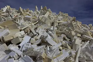 Ecofriendly Recycling Drucke: Styrophoric waste, leftover packaging material