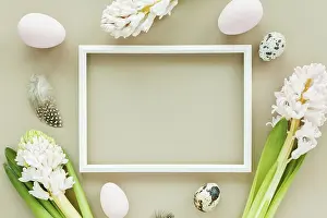 Pastel Colored Background Drucke: Subtle Easter mockup with white frame