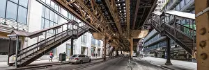 Drucke von Die Gleise der U-Bahn-Schleife in Chicago, USA Illinois Drucke: Die Gleise der U-Bahn-Schleife in Chicago, USA.