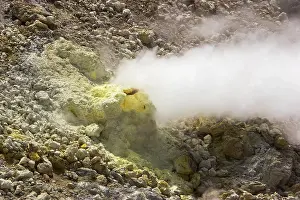 New Zealand Volcanic Landscape Drucke: Sulphur steam rising from fumarole