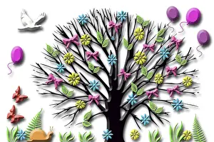 Deciduous Tree Illustration Drucke: Summer tree, illustration