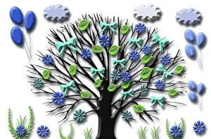 Deciduous Tree Illustration Drucke: Summer tree, illustration