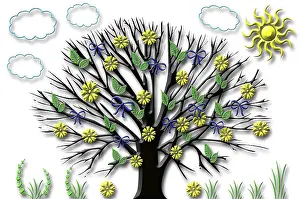 Deciduous Tree Illustration Drucke: Summer tree, illustration