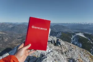 Mountain Peak Landscape Drucke: Summit book, At the summit of the Guffert