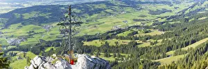 Bavarian Mountainscape Drucke: Summit cross on the Grunten