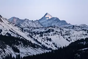 Tyrol Mountain Peak Drucke: Summit of Grossglockner at sunset in winter