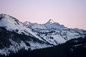 High Tauern National Park Scenery Drucke: Summit of Grossglockner at sunset in winter