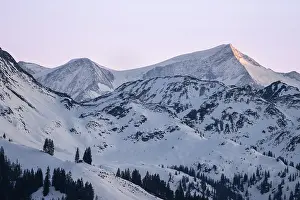Eastern Alps Panorama Drucke: Summit of Grossvenediger at sunset in winter