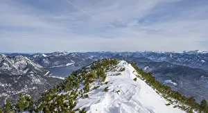 Bavarian Alps Drucke: Summit of Simetsberg, left Walchensee