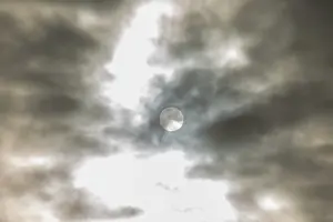 Cloudy Weather Photography Drucke: Sun behind dark clouds